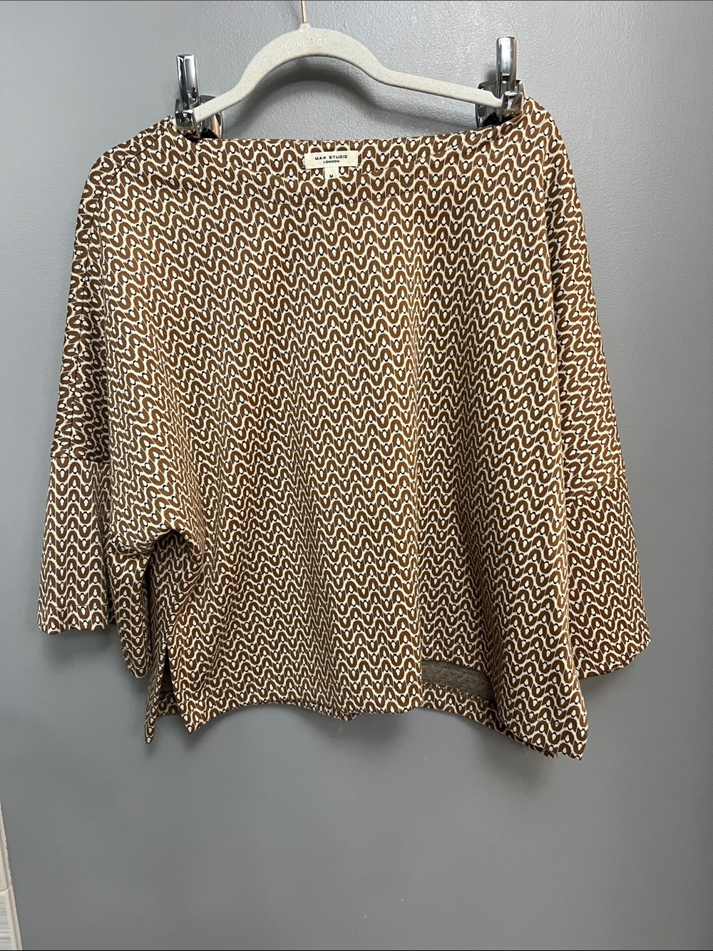 Textured Brown & Cream Patterned Top